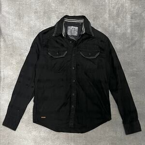 Affliction monochrome embroidered mens button